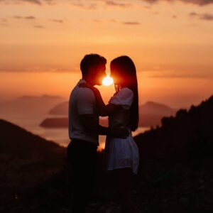 couple in dubrovnik enjoying a romantic sunset over elaphiti islands