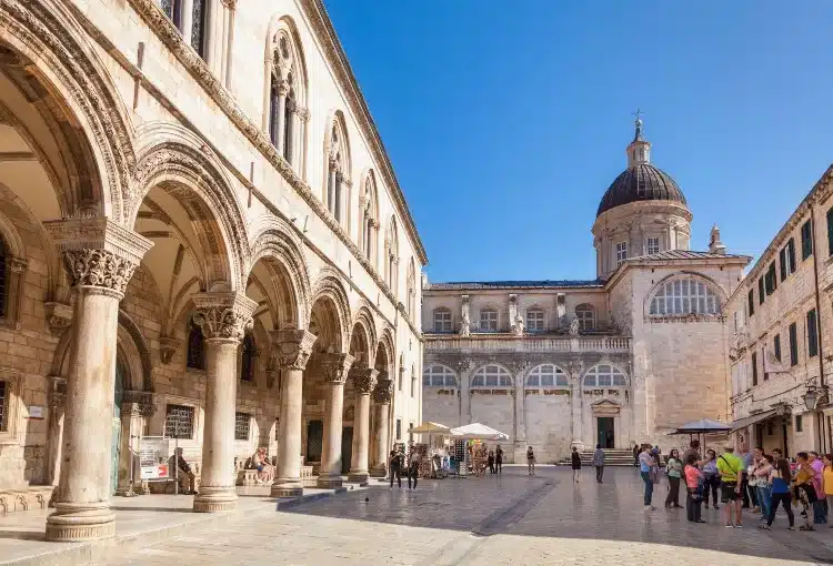 Rector’s Palace and cathedral square in Dubrovnik Old Town, Croatia.