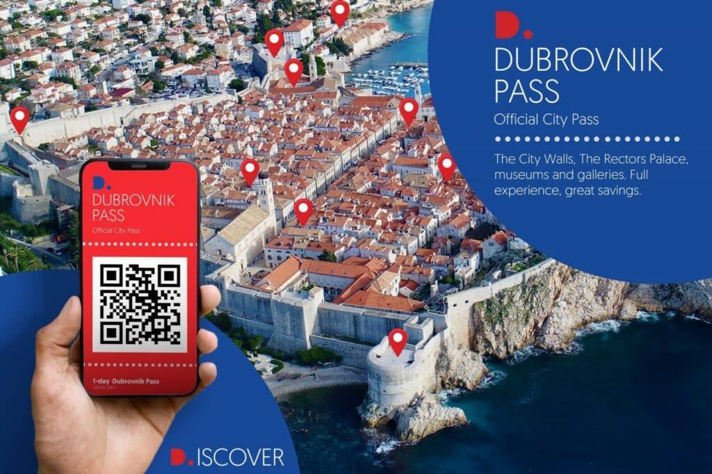 Dubrovnik Pass shown over a map of Dubrovnik Old Town